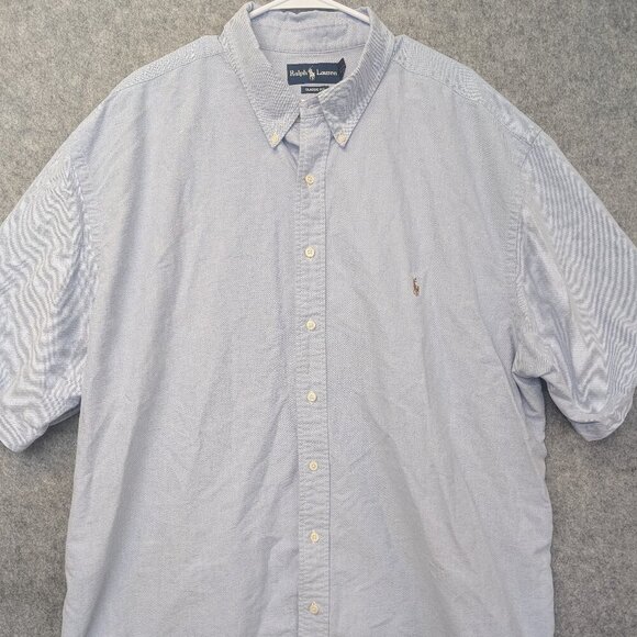 Men's Ralph Lauren Button Down Up short Sleeve shirt blue Classic Fit 3XLT Tall - Picture 1 of 7